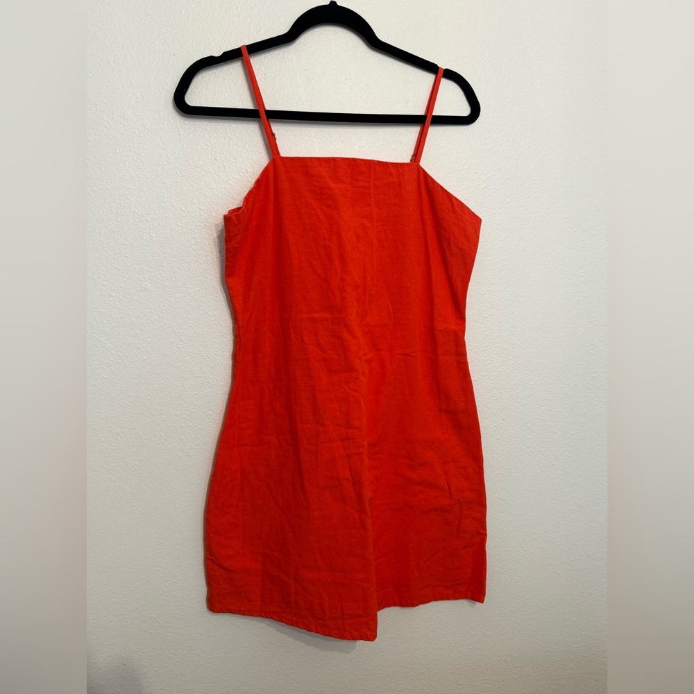 NWT Japna Orange Red Cotton Linen Dress L